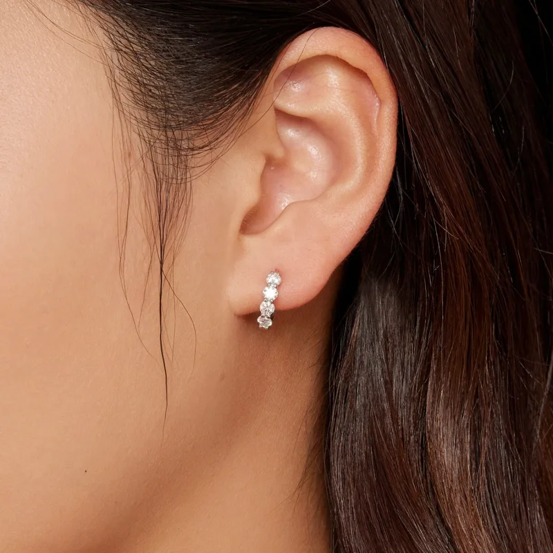 (image for) Pandora Style Moissanite Hoop Earrings - MSE030 - View 5