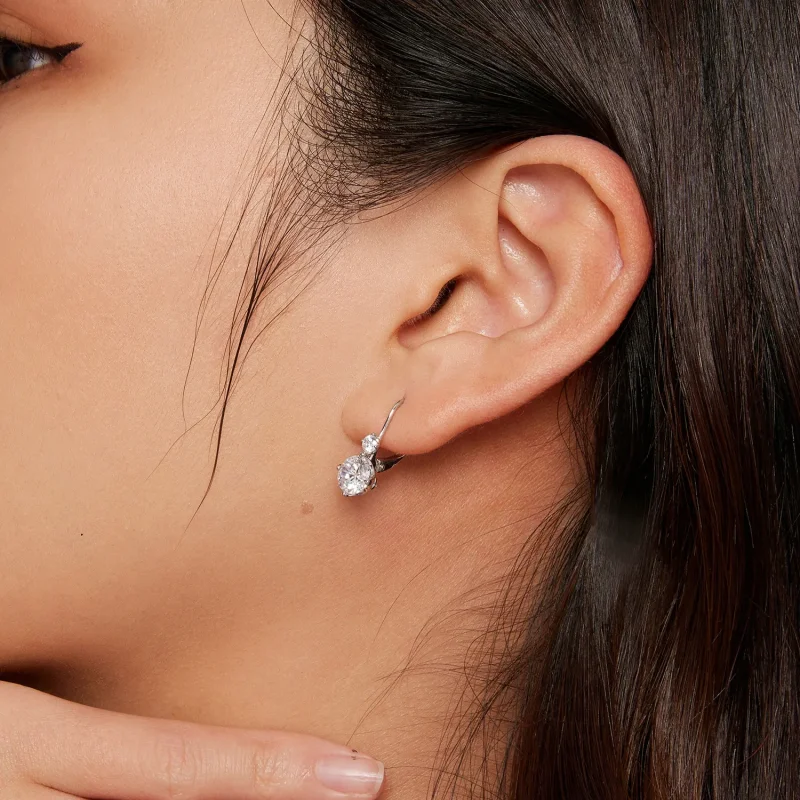 (image for) Pandora Style Moissanite Hoop Earrings(Two Certificates) - MSE031 - View 5