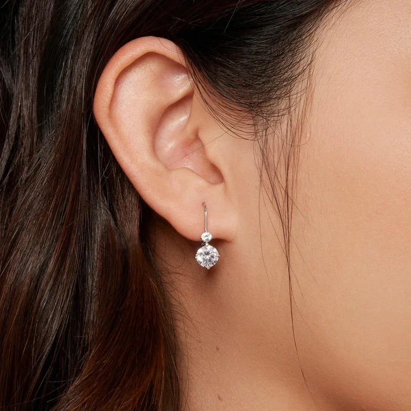 (image for) Pandora Style Moissanite Hoop Earrings(Two Certificates) - MSE031 - View 6