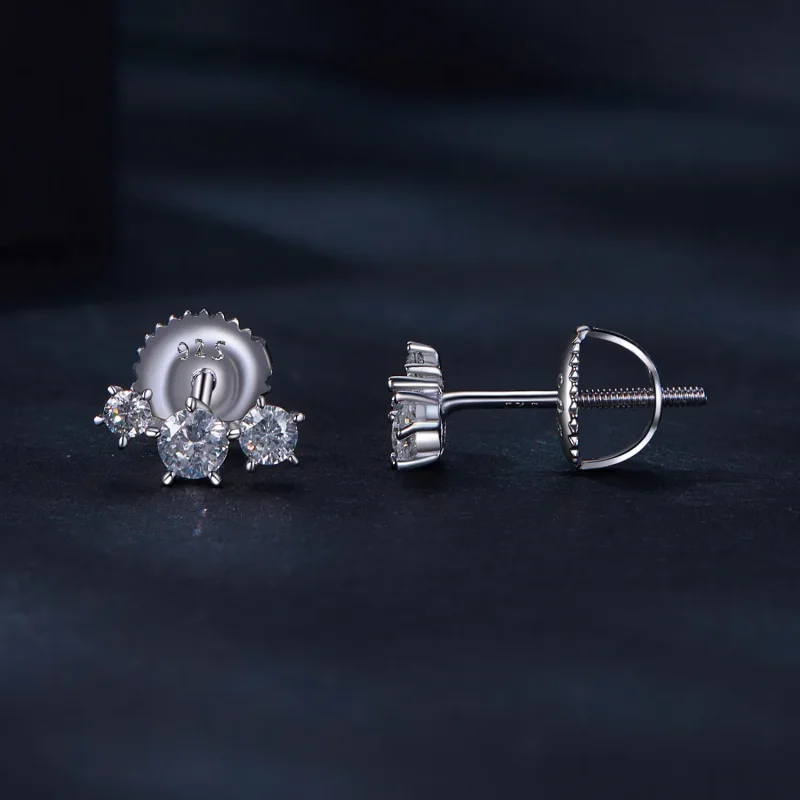(image for) Pandora Style Moissanite Studs Earrings(One Certificate) - MSE034 - View 3