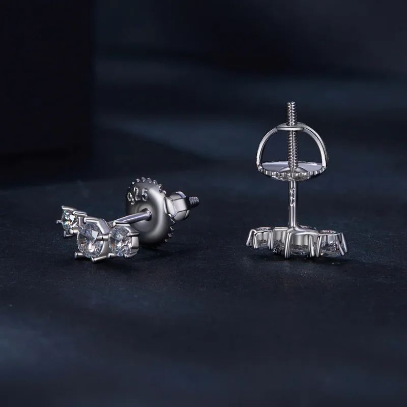 (image for) Pandora Style Moissanite Studs Earrings(One Certificate) - MSE034 - View 4