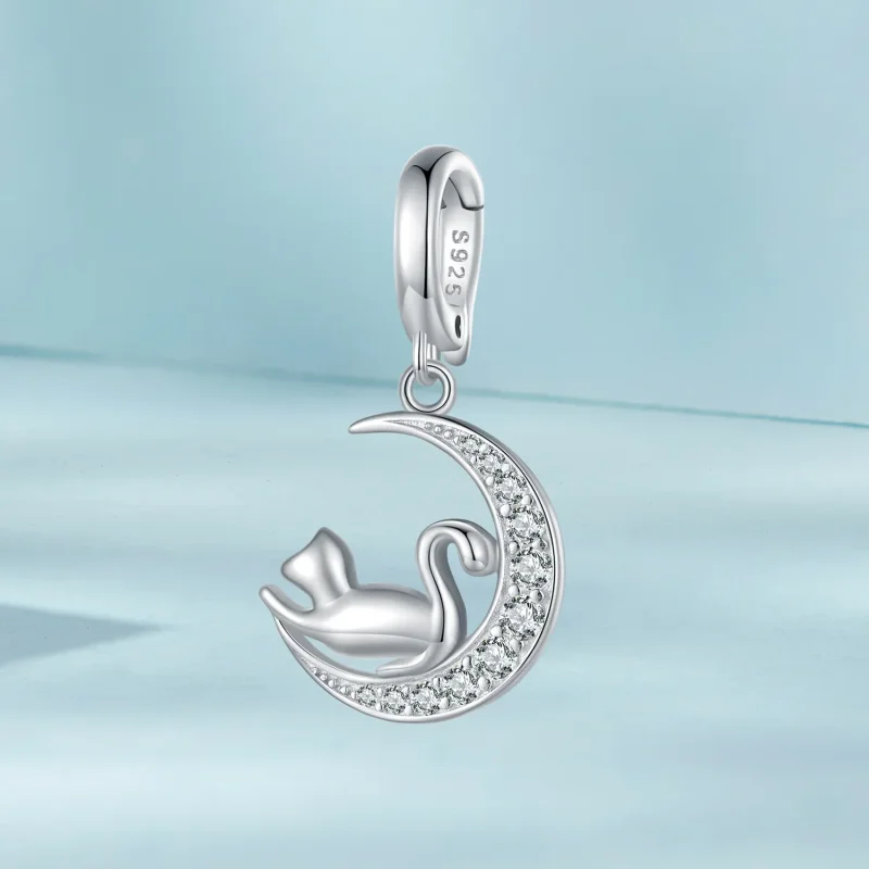 (image for) Pandora Style Moon and Cat Dangle - SCC2571 - View 2