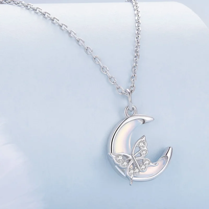 (image for) Pandora Style Moon Butterfly Necklace - BSN353 - View 2