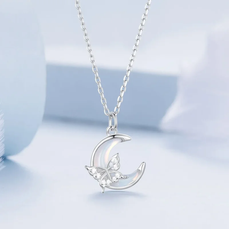 (image for) Pandora Style Moon Butterfly Necklace - BSN353 - View 3
