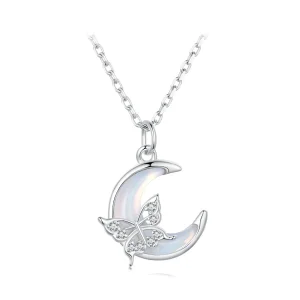 Pandora Style Moon Butterfly Necklace - BSN353 (image for) Pandora Style Moon Butterfly Necklace - BSN353