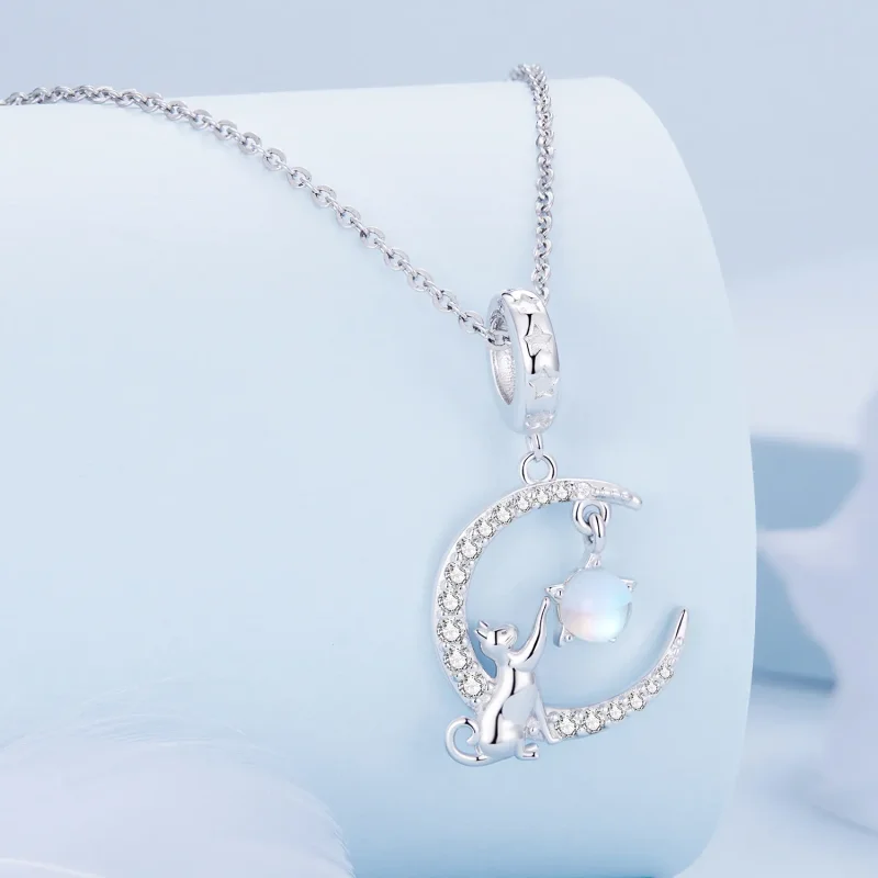 (image for) Pandora Style Moon Cat Dangle - BSC810 - View 2