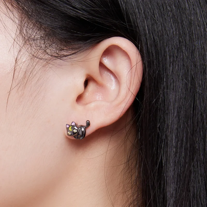 (image for) Pandora Style Moon Kitten Studs Earrings - SCE1584 - View 7