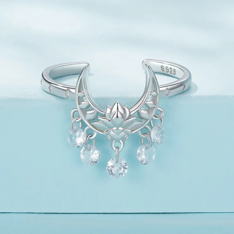 (image for) Pandora Style Moon Lotus Ring - SCR955 - View 3