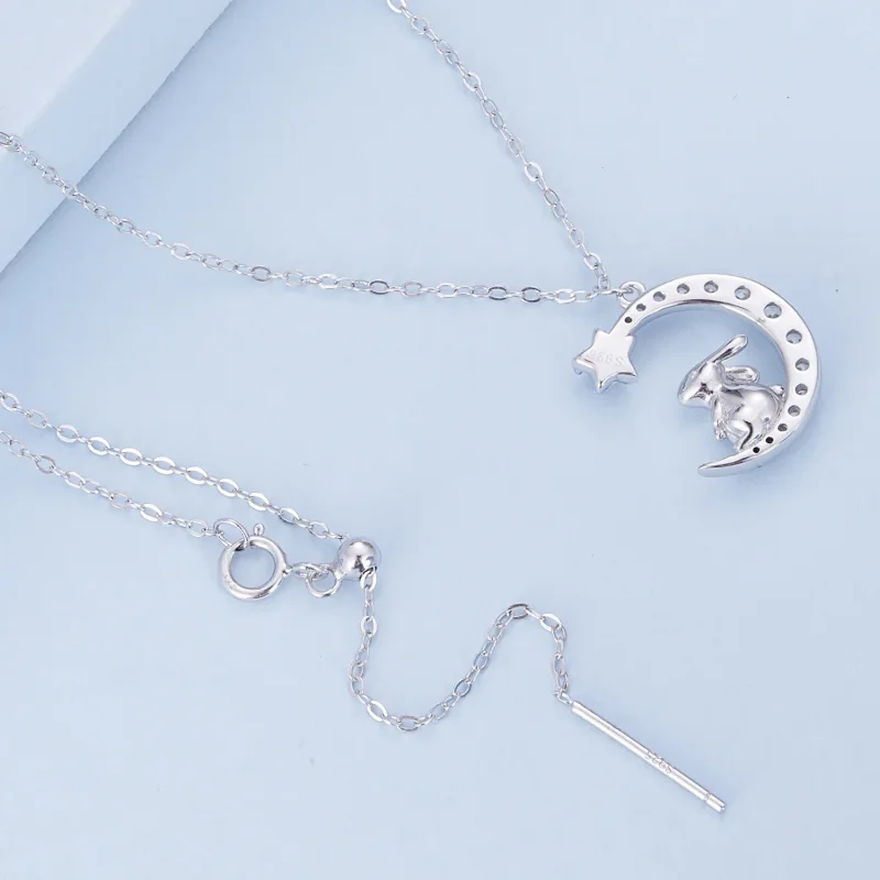 (image for) Pandora Style Moon Rabbit Necklace - BSN302 - View 4