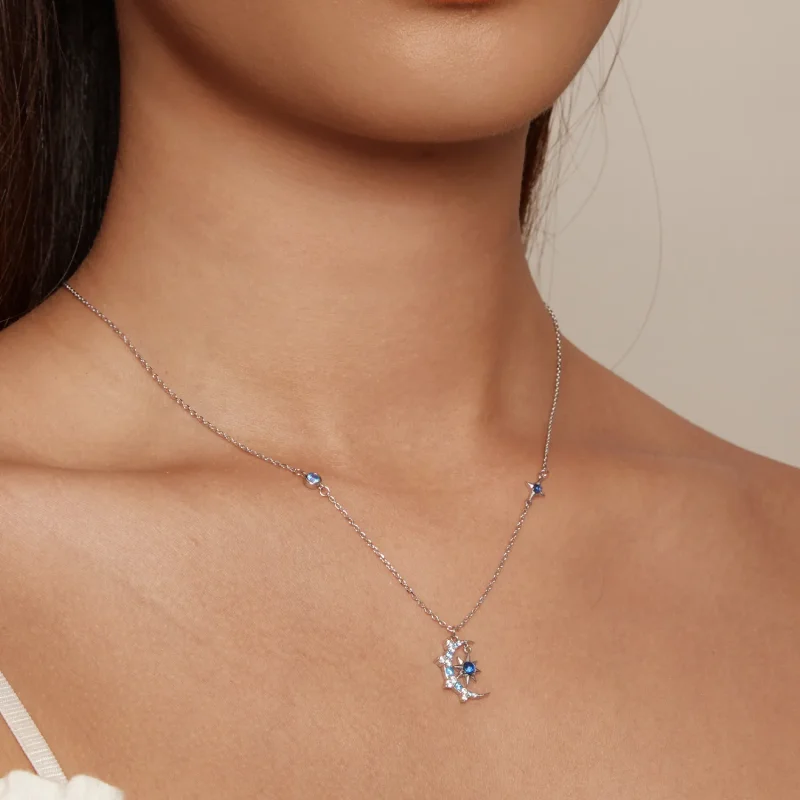 (image for) Pandora Style Moon Starburst Necklace - BSN347 - View 5