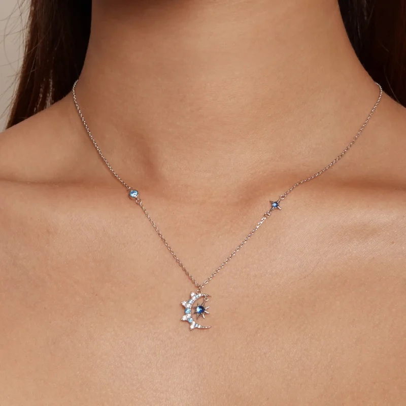 (image for) Pandora Style Moon Starburst Necklace - BSN347 - View 6