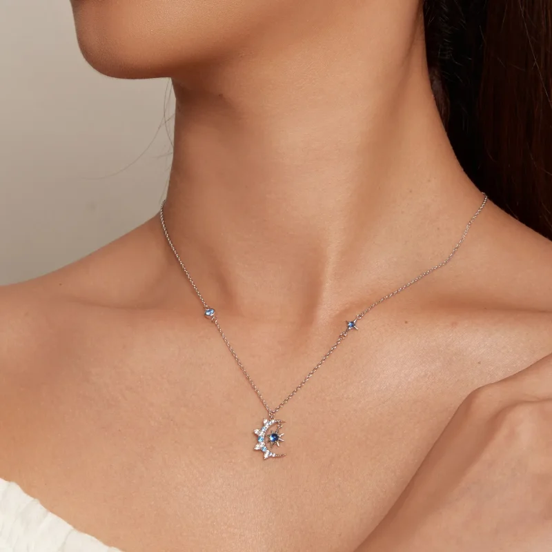 (image for) Pandora Style Moon Starburst Necklace - BSN347 - View 7