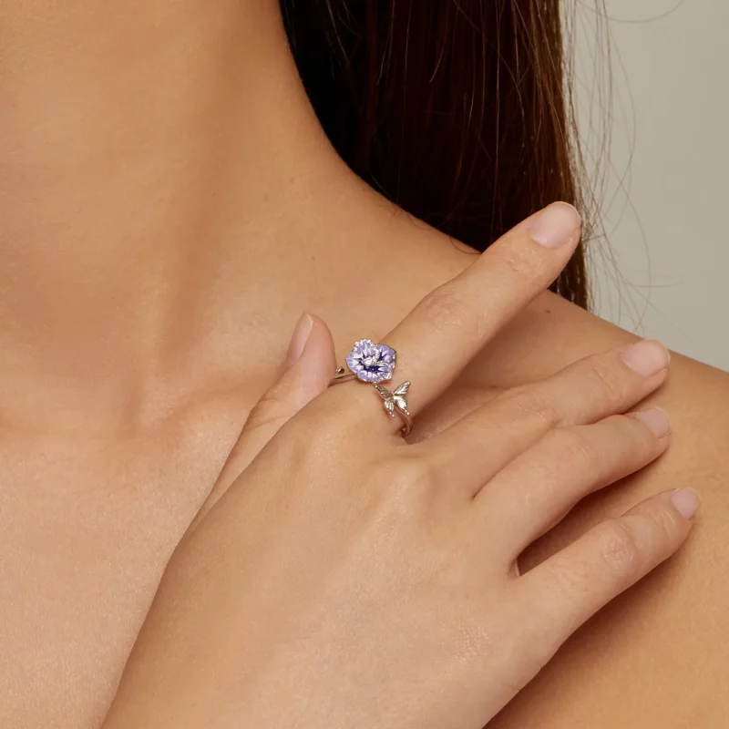 (image for) Pandora Style Pansy Ring - BSR452-E - View 4