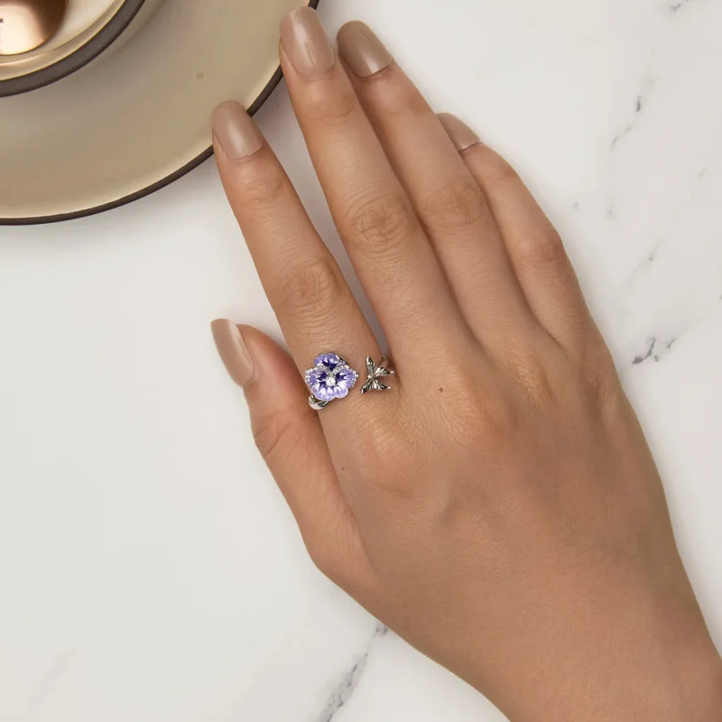 (image for) Pandora Style Pansy Ring - BSR452-E - View 5