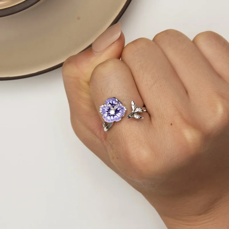(image for) Pandora Style Pansy Ring - BSR452-E - View 6