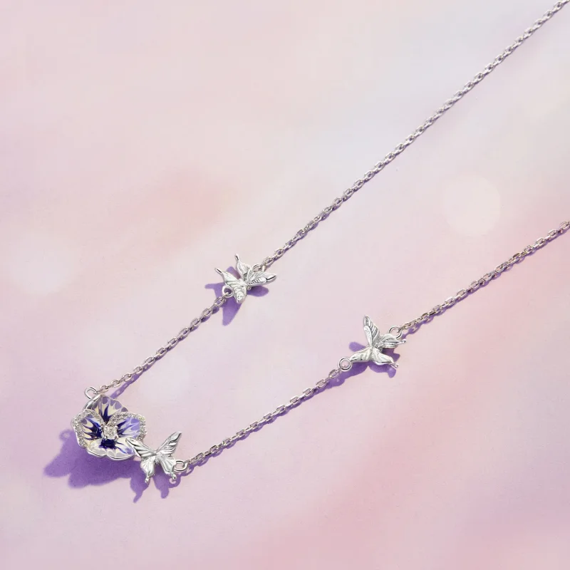 (image for) Pandora Style Pansy Stretch Necklace - BSN336 - View 3