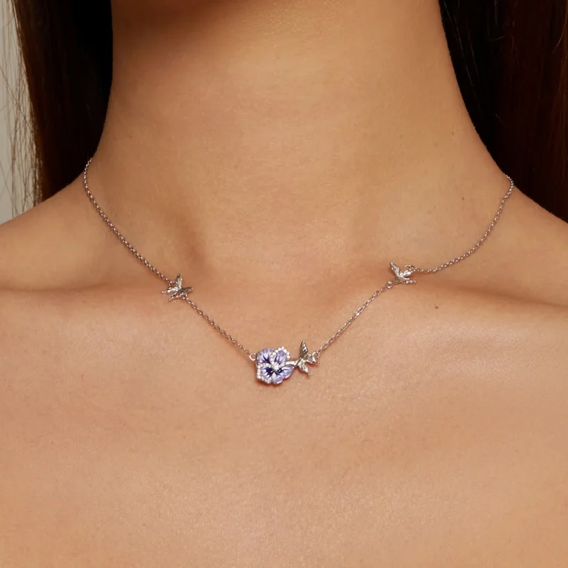 (image for) Pandora Style Pansy Stretch Necklace - BSN336 - View 6