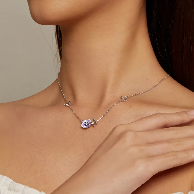 (image for) Pandora Style Pansy Stretch Necklace - BSN336 - View 7