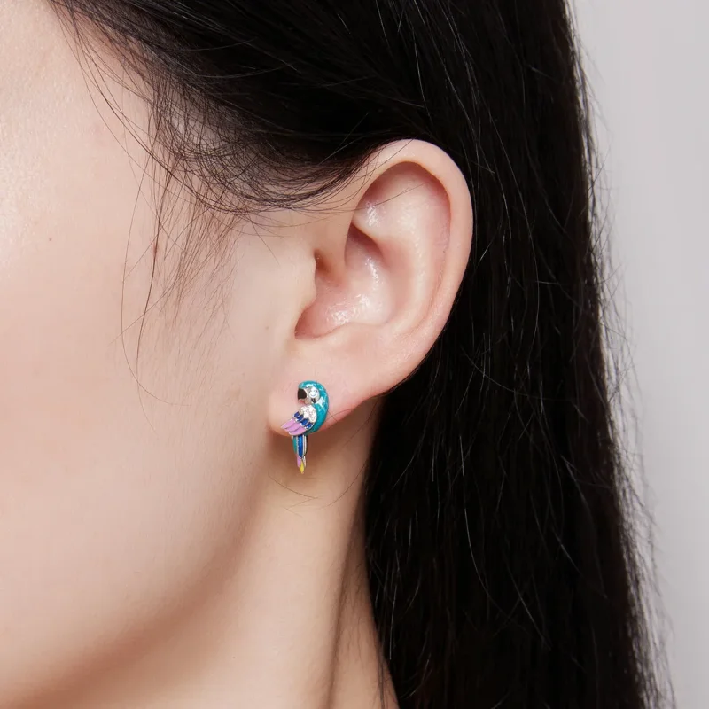 (image for) Pandora Style Parrot Hoop Earrings - BSE829 - View 7