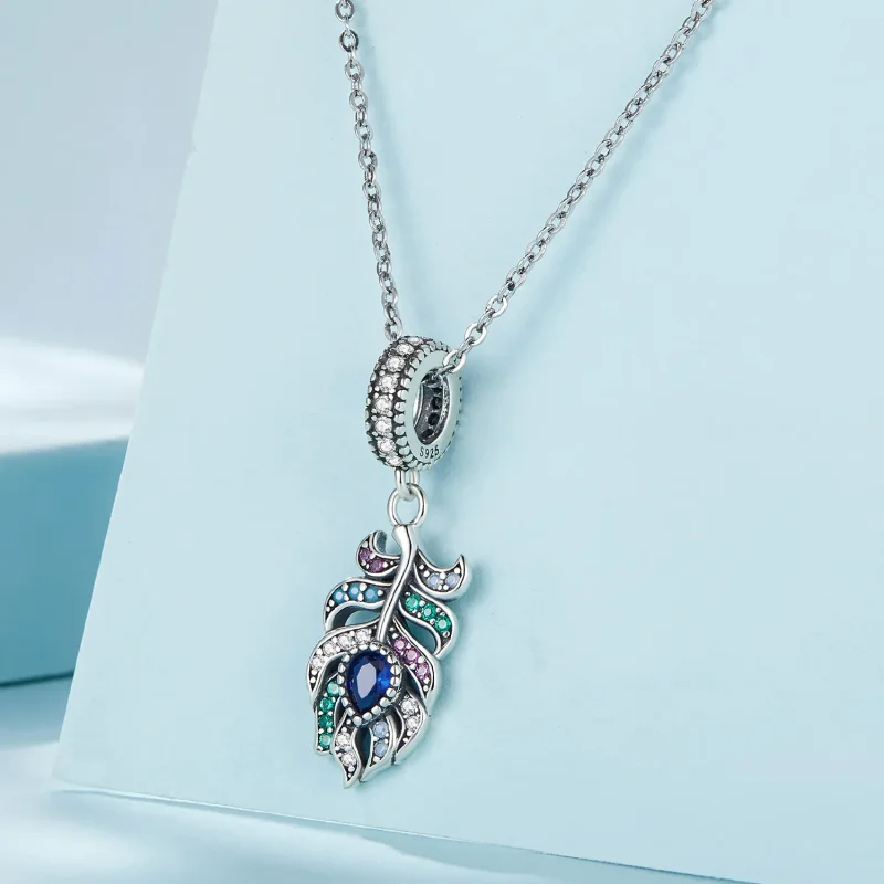 (image for) Pandora Style Peacock Feather Dangle - SCC2590 - View 3