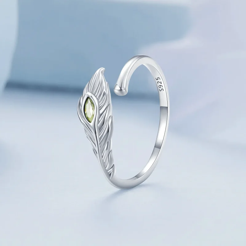 (image for) Pandora Style Peacock Feathers Open Ring - BSR424 - View 2
