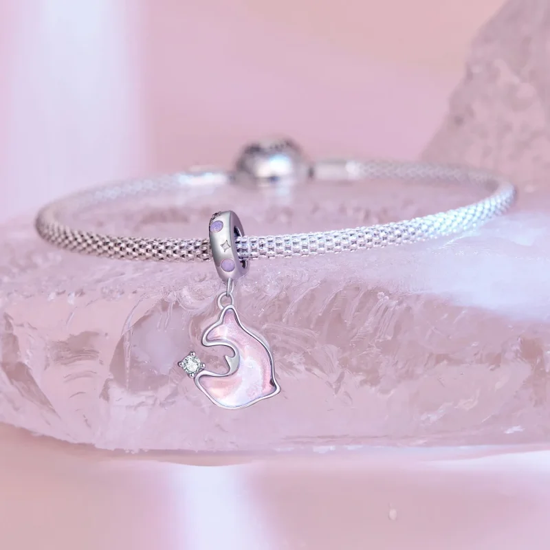 (image for) Pandora Style Pink Dolphin Dangle - SCC2639 - View 3