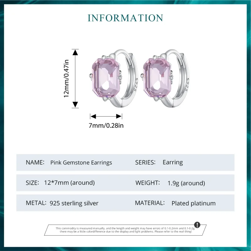 (image for) Pandora Style Pink Gem Hoop Earrings - BSE889 - View 7