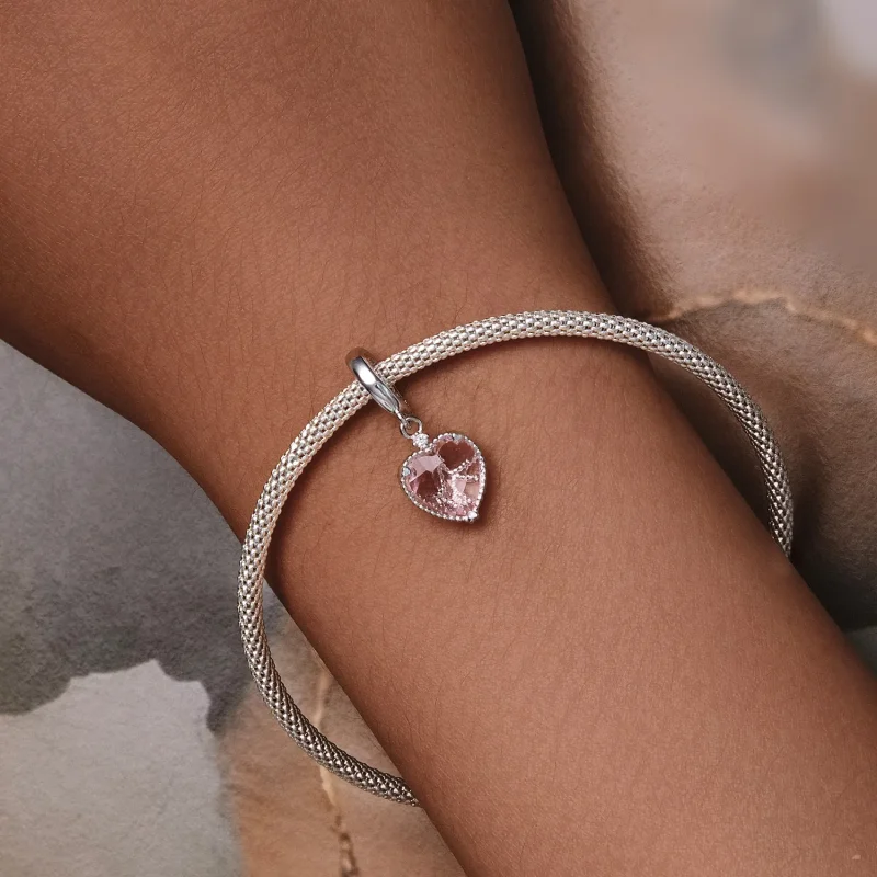 (image for) Pandora Style Pink Heart Dangle - SCC2594 - View 6