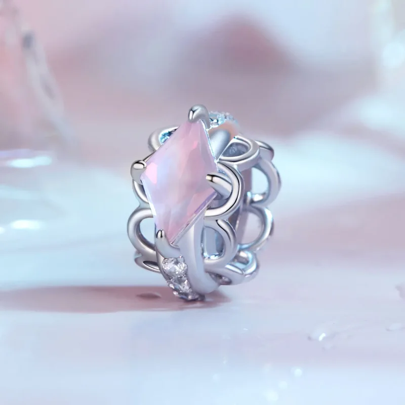 (image for) Pandora Style Pink Lace Silicone Spacer - SCC2642 - View 2
