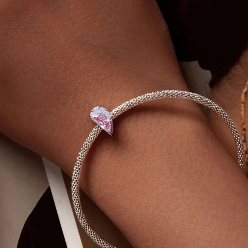 (image for) Pandora Style Pink Sisters Heart Charm - SCC2641 - View 3