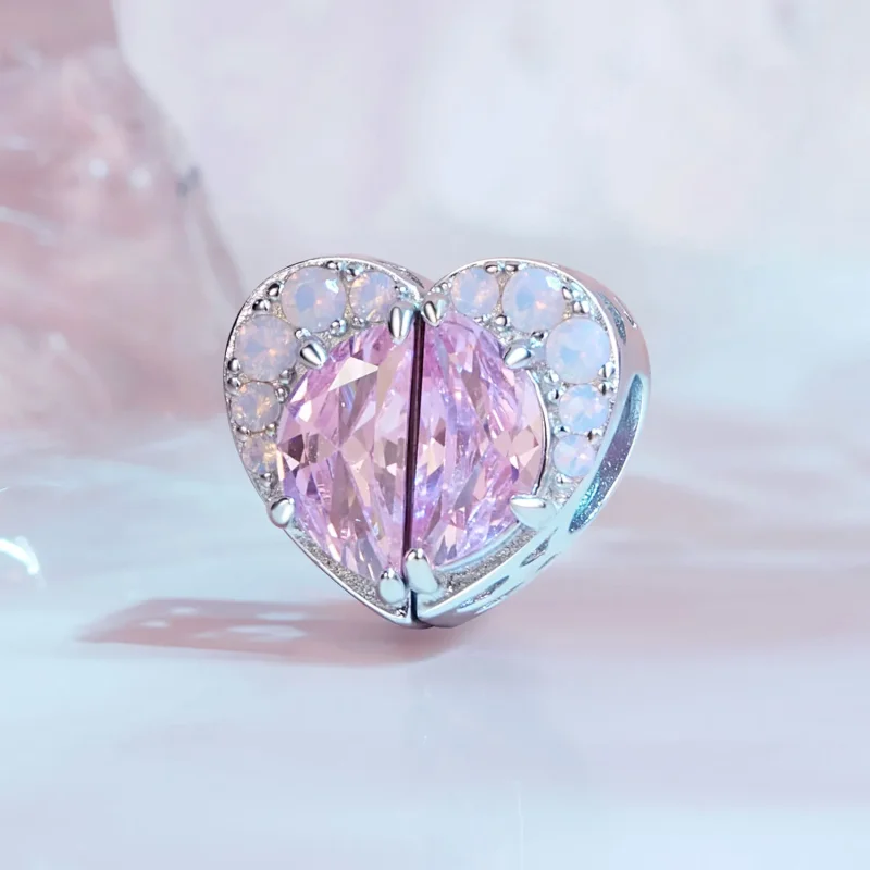 (image for) Pandora Style Pink Sisters Heart Charm - SCC2641 - View 2