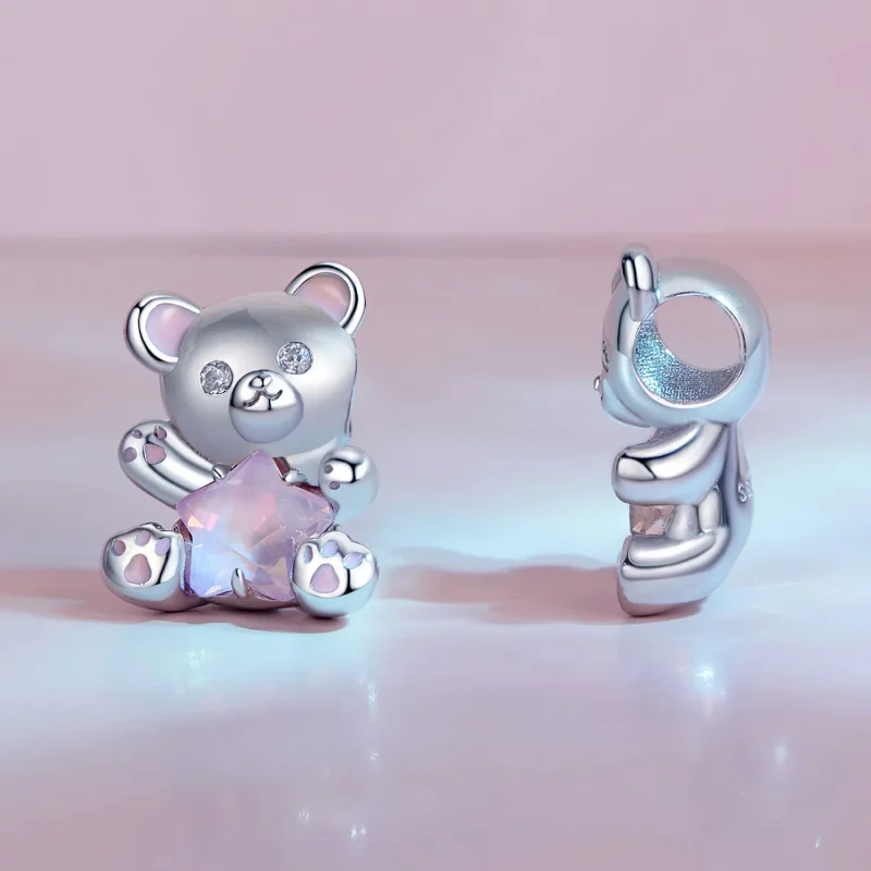(image for) Pandora Style Pink Star Bear Charm - SCC2638 - View 3