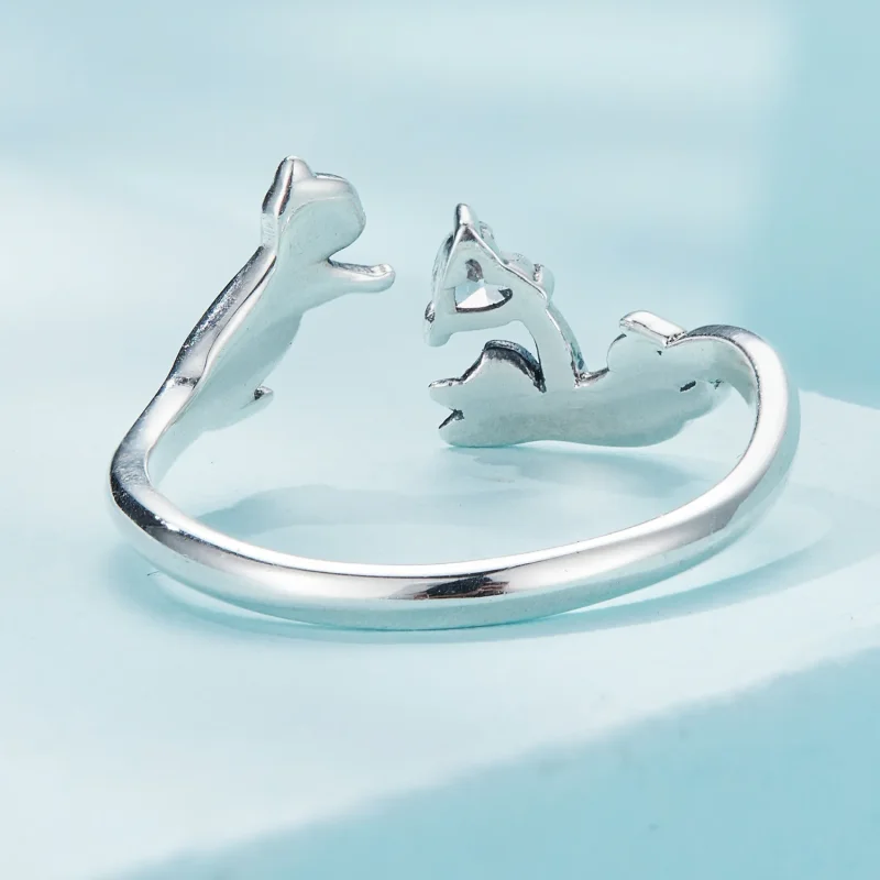 (image for) Pandora Style Playing With Cats Open Ring - SCR916 - View 4
