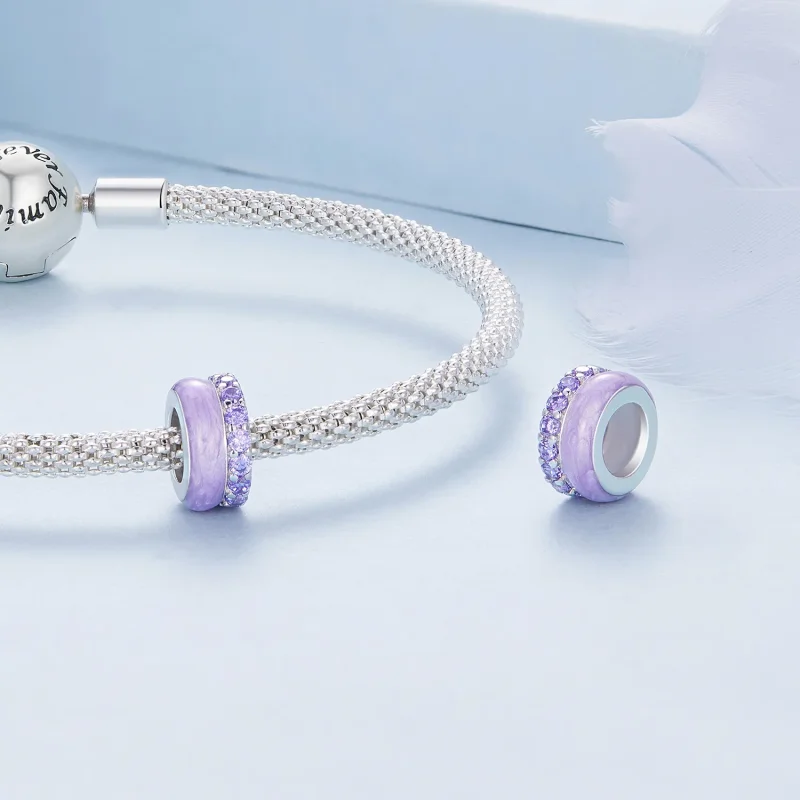 (image for) Pandora Style Purple Double Layer Silicone Spacer - BSC883-VT - View 4