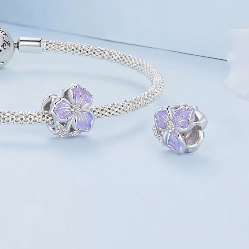 (image for) Pandora Style Purple Flower Charm - BSC890 - View 4