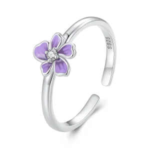 Pandora Style Purple Flower Ring - SCR976-E (image for) Pandora Style Purple Flower Ring - SCR976-E