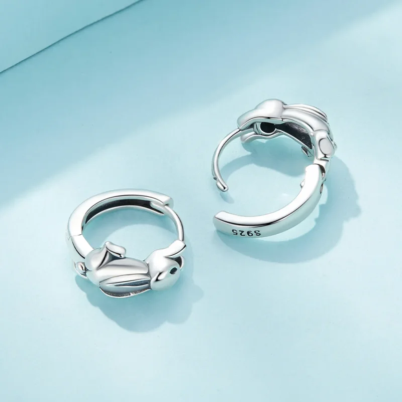 (image for) Pandora Style Rabbit Hoop Earrings - SCE1616 - View 4