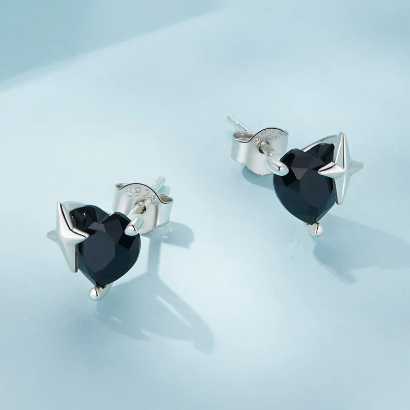 (image for) Pandora Style Retro Heart Studs Earrings - SCE1654 - View 3