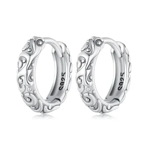 Pandora Style Retro Pattern Hoop Earrings - SCE1659 (image for) Pandora Style Retro Pattern Hoop Earrings - SCE1659