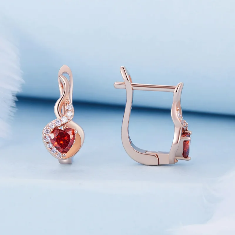 (image for) Pandora Style Rose Gold Love Bond Hoop Earrings - BSE815 - View 2