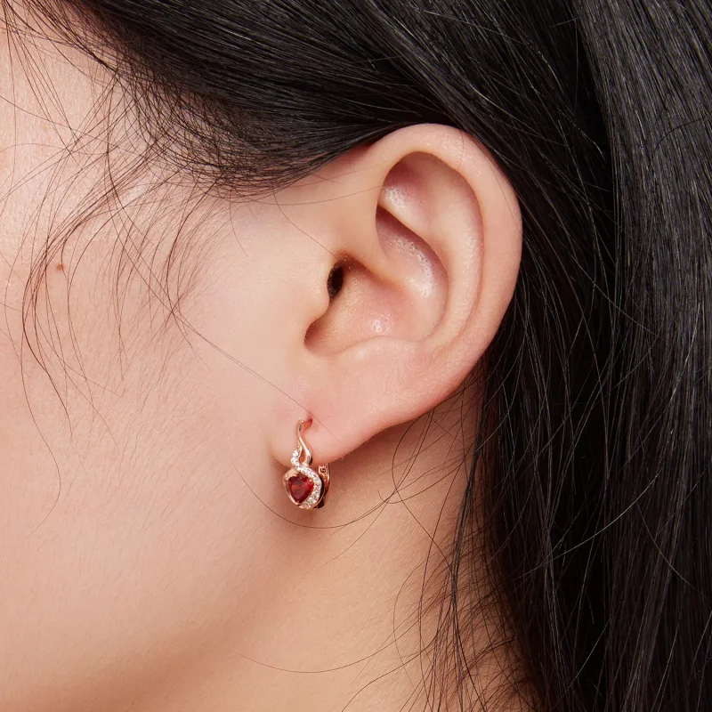 (image for) Pandora Style Rose Gold Love Bond Hoop Earrings - BSE815 - View 6