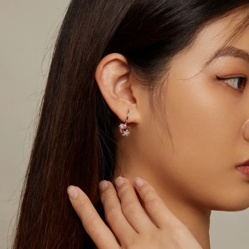 (image for) Pandora Style Sakura Hoop Earrings - BSE866 - View 5