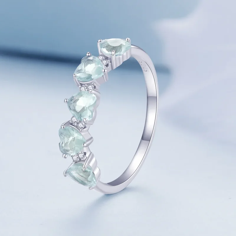 (image for) Pandora Style Sea Blue Heart Ring - BSR406 - View 2