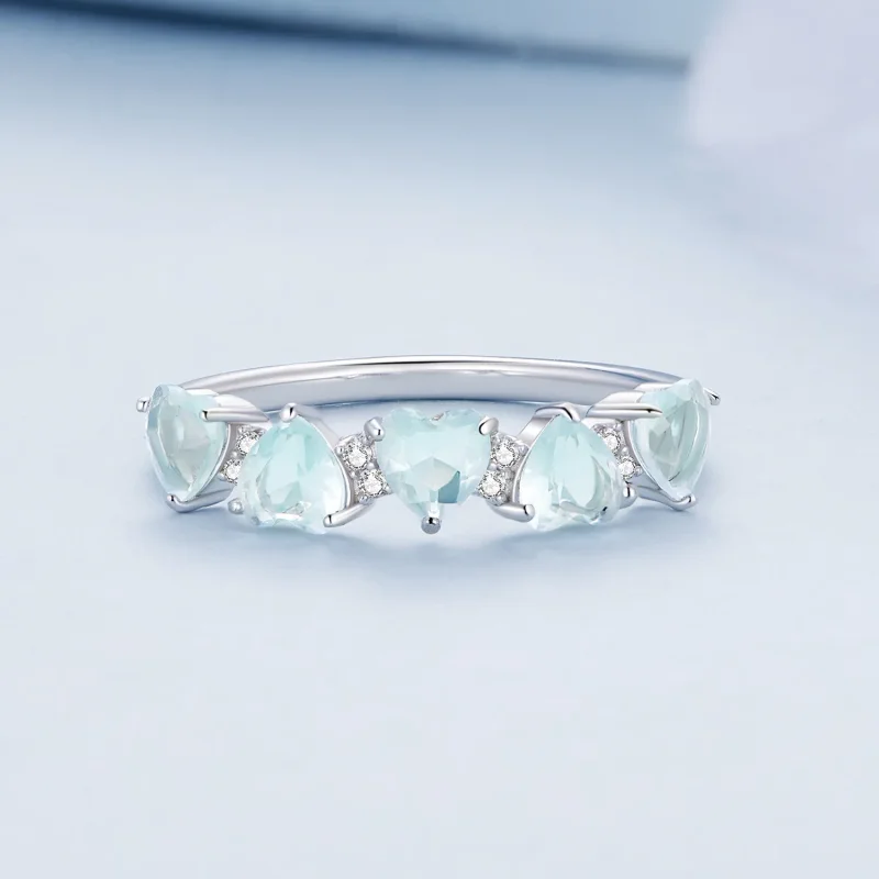 (image for) Pandora Style Sea Blue Heart Ring - BSR406 - View 3