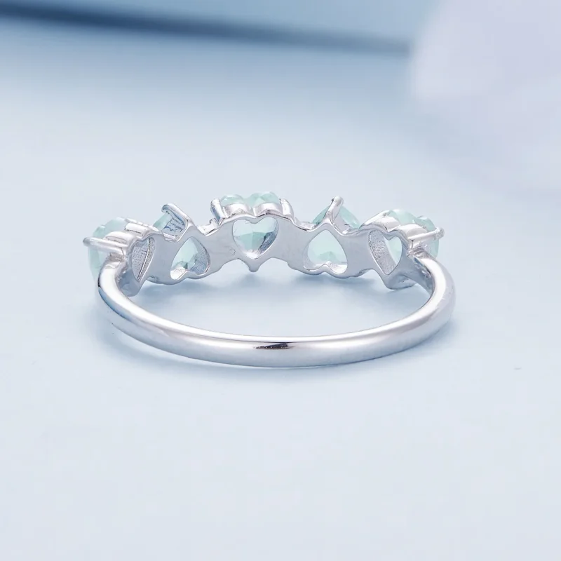 (image for) Pandora Style Sea Blue Heart Ring - BSR406 - View 4