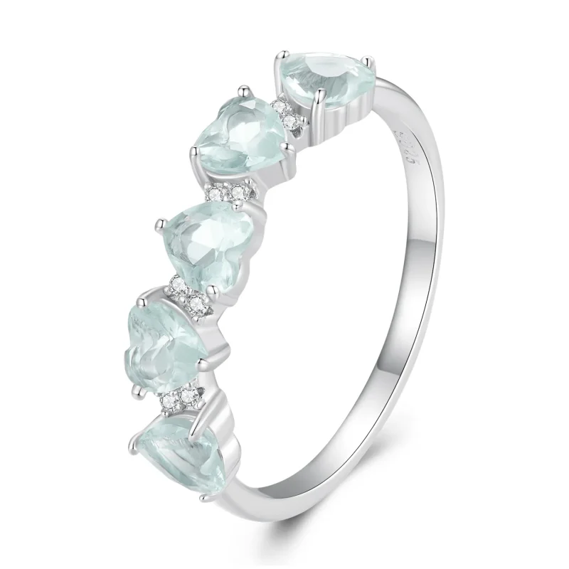 (image for) Pandora Style Sea Blue Heart Ring - BSR406 - View 8