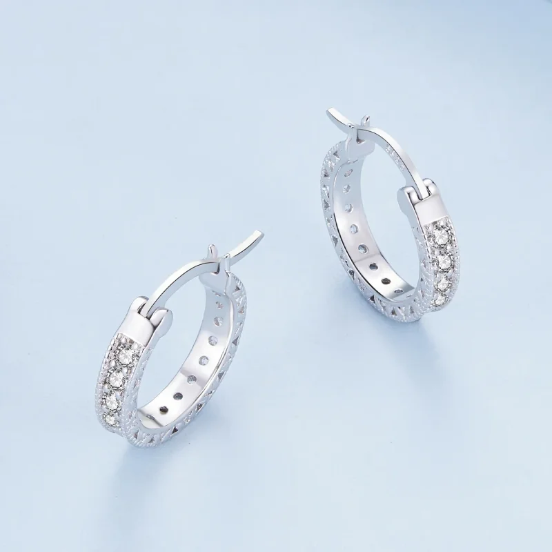 (image for) Pandora Style Shine Hoop Earrings - BSE868 - View 3