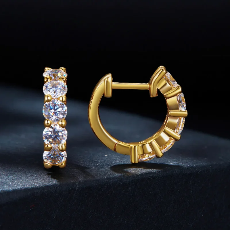 (image for) Pandora Style Shine Moissanite Hoop Earrings(One Certificate) - MSE005-B - View 2