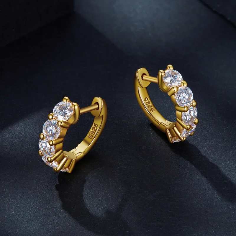 (image for) Pandora Style Shine Moissanite Hoop Earrings(One Certificate) - MSE005-B - View 3