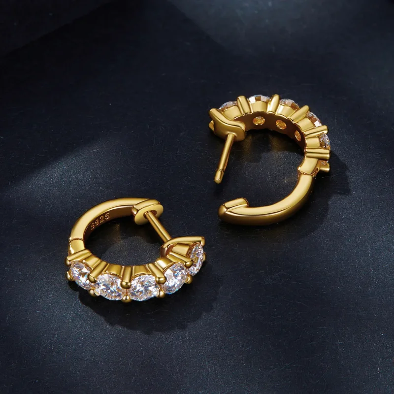 (image for) Pandora Style Shine Moissanite Hoop Earrings(One Certificate) - MSE005-B - View 4